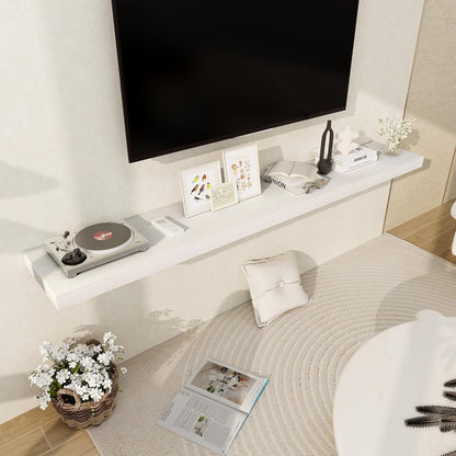 Fun Memories 72 Inch Floating Shelf, 12 Inch Deep Wall Shelf for Fireplace Mantel, Deep Storage Shelves for Home & Office, Wall Shelves with Invisible Bracket, White, Set of 1