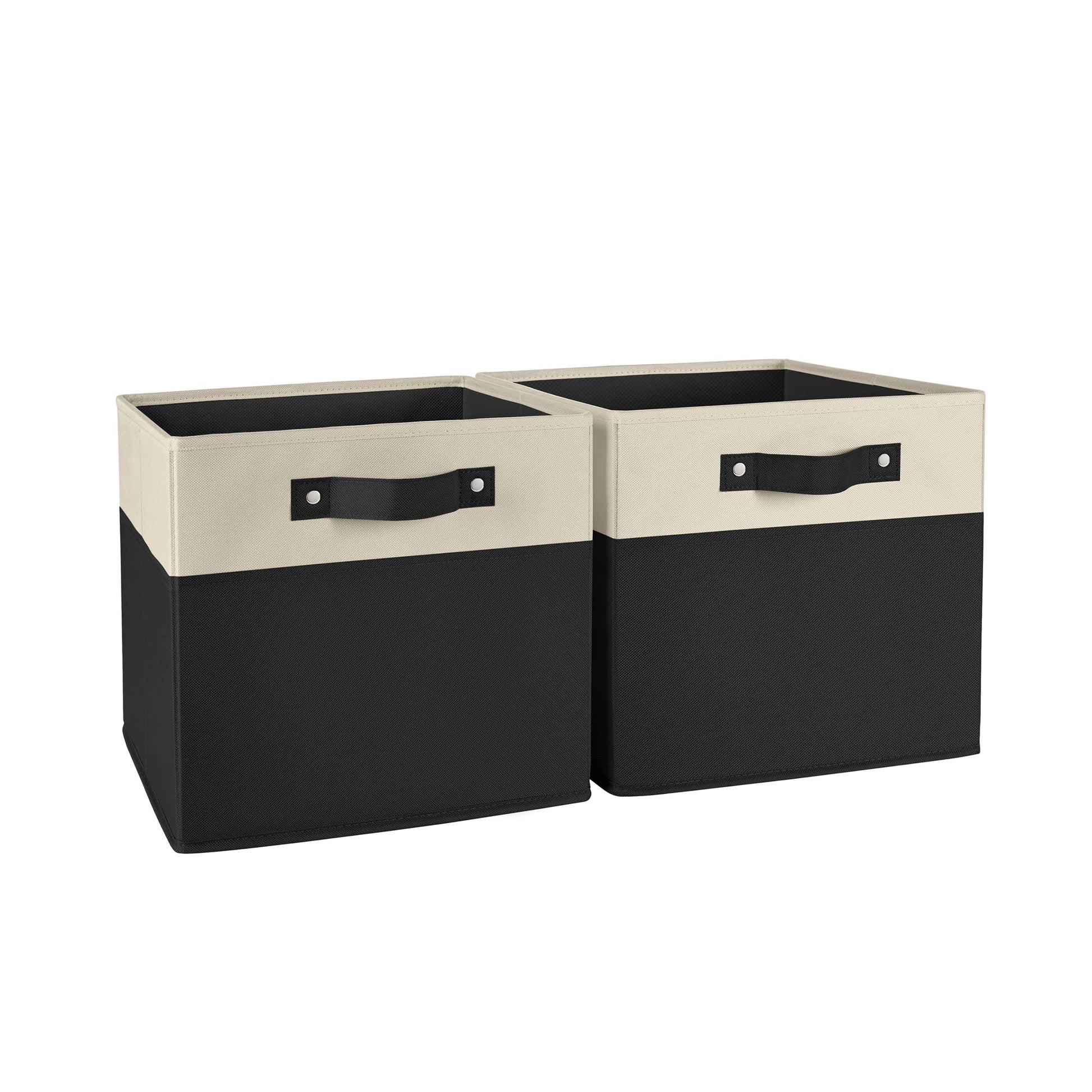 RiverRidge Two-Tone Folding Storage Bins - 2-pack of 10in Tall Black Cubes