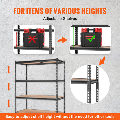 VEVOR Storage Shelves 5-Tier Adjustable 2000 lbs 48"x24"x72" Shelving Unit