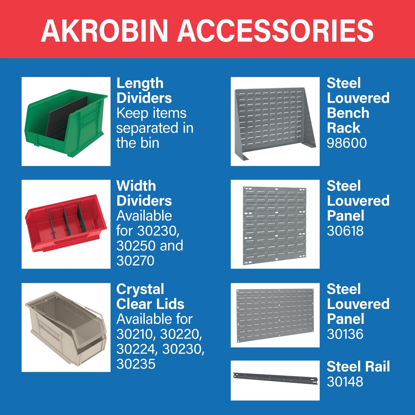 Akro-Mils 30210 AkroBins Plastic Storage Bins, Space-Saving Stackable Bins for Garage, Pantry