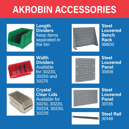 Akro-Mils 30210 AkroBins Plastic Storage Bins, Space-Saving Stackable Bins for Garage, Pantry