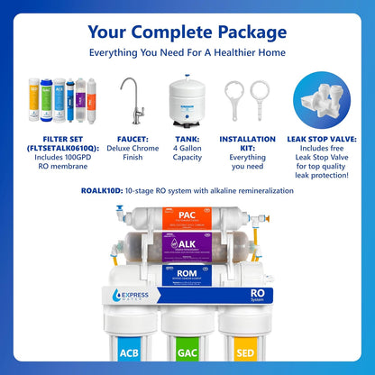 Express Water Reverse Osmosis Water Filter System, Multi-Stage Filtration, BPA Free
