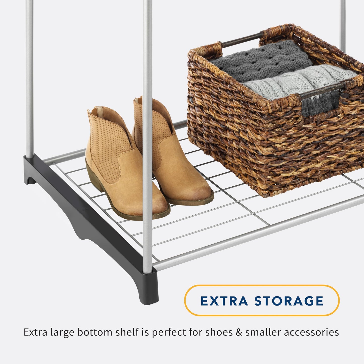 Whitmor Double Rod Freestanding Closet Organizer, Silver