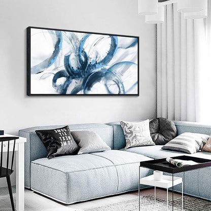 AJAZIKO Blue Wall Art Large Pictures for Living Room Abstract Wall Decor Wall Decoration Print Pictures Canvas Framed Artwork Paintings for Office Above Bed Wall Decor 24×48IN