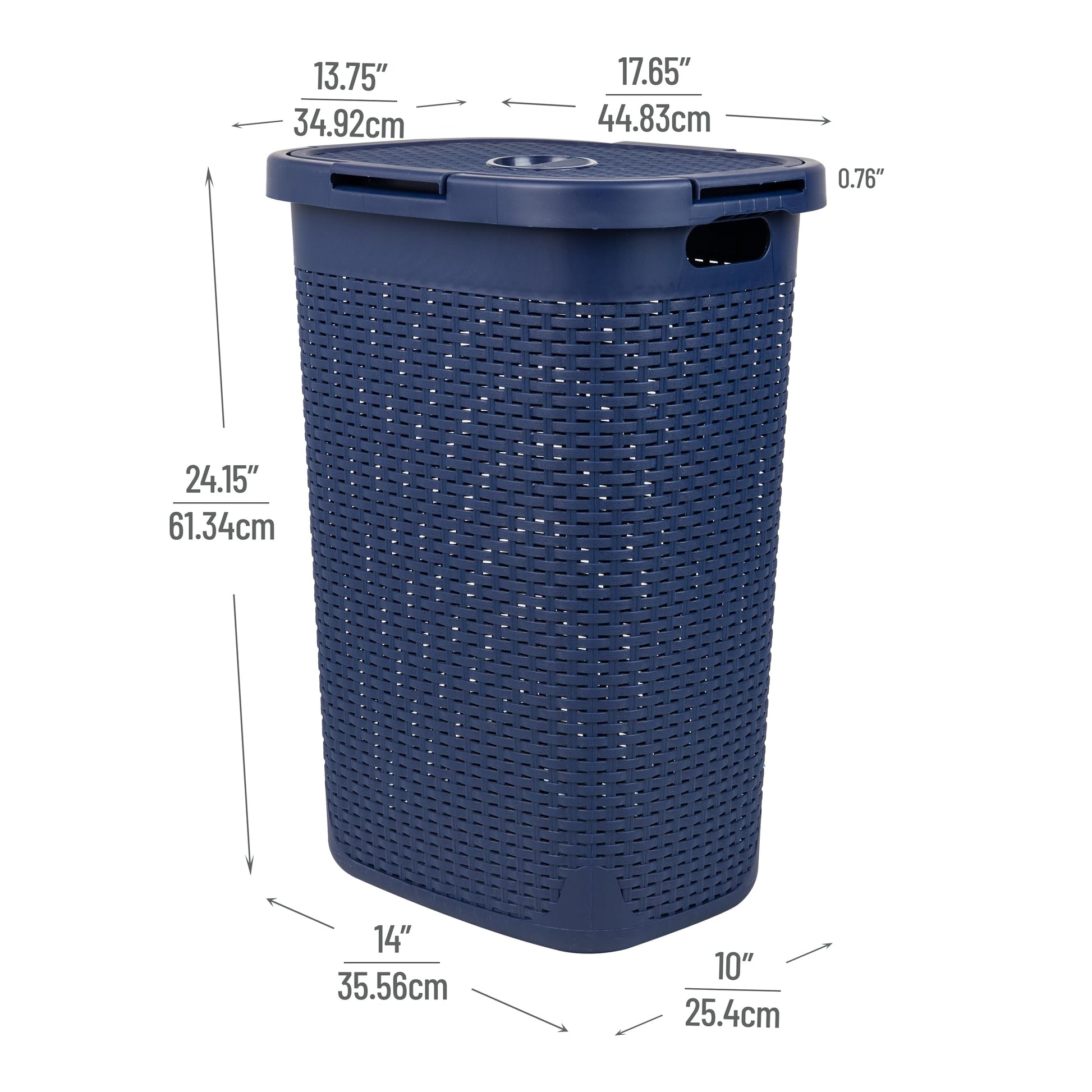 Mind Reader Slim Laundry Hamper with Lid, 60L Tall Clothes Basket, Narrow Tapered Design for