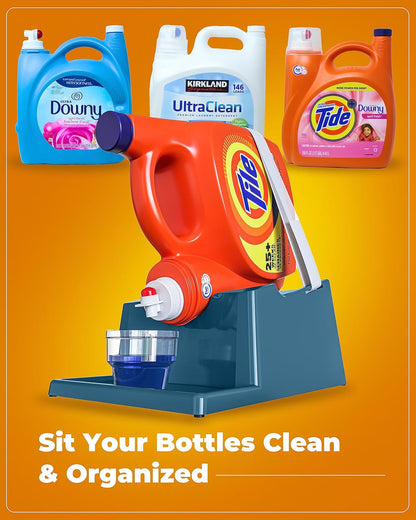 TidyFriend Laundry Detergent Holder Stand with Drip Tray, 3 Pack Laundry Soap Holder with Non-Slip Rubber Feet for Washing Space Organization, Angled Downward Slope for Easy Pouring (Slate Grey)