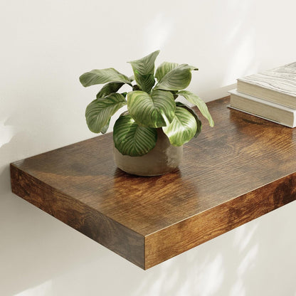 Large Floating Shelves for Wall Set of 2 Wooden Wall Shelves 24 in x 12.75 in x 2 in Room Decor Long Shelf with Invisible Wall Mount Bracket for Bedroom Kitchen Living Room Rustic Brown