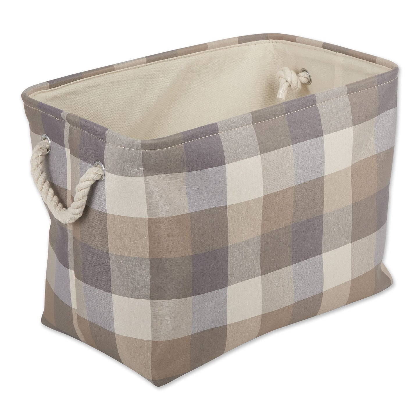 DII Buffalo Check Storage Bin, Medium Rectangle, 16x10x12, Tri Color Stone