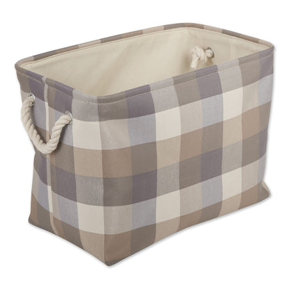 DII Buffalo Check Storage Bin, Medium Rectangle, 16x10x12, Tri Color Stone