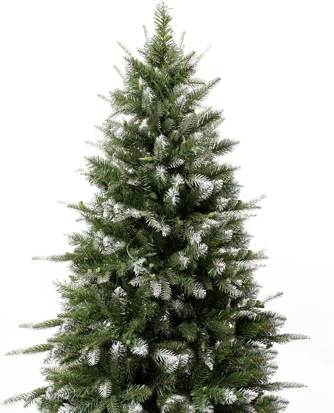 Naomi Home 6.5ft White Tip Christmas Tree with Lights, Realistic Light Snow Flocked Fir Prelit with 1292 Branch Tips, 350 Warm Lights and Metal Stand, Aritificial Tree