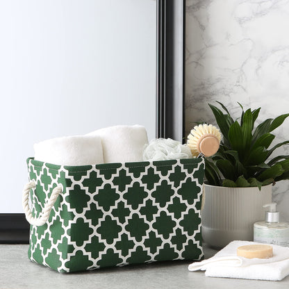 DII Polyester Container with Handles, Lattice Storage Bin, Small, Hunter Green