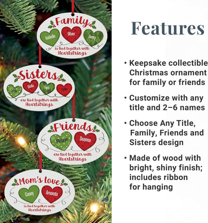 Let’s Make Memories Personalized Christmas Ornament - for Family - 2024 Christmas Ornament - Wood - Oval - 2–6 Names - Heartstrings