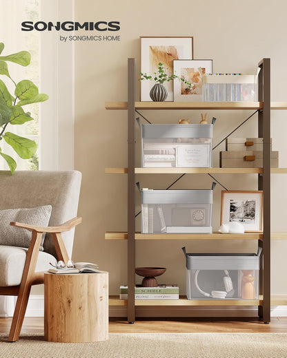 SONGMICS Storage Bins Set of 3, Medium Fabric Storage Baskets, Foldable Organizer with Transparent Nylon Mesh, 15.7 x 11.8 x 9.8 Inches, Handles, for Bedroom, Living Room, Dove Gray URFB940G01