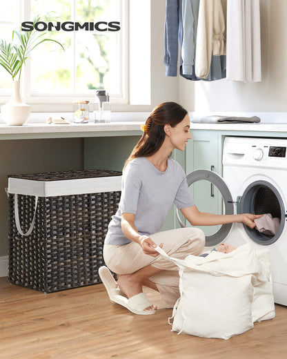 SONGMICS Laundry Hamper with Lid, 130L Wicker Laundry Basket