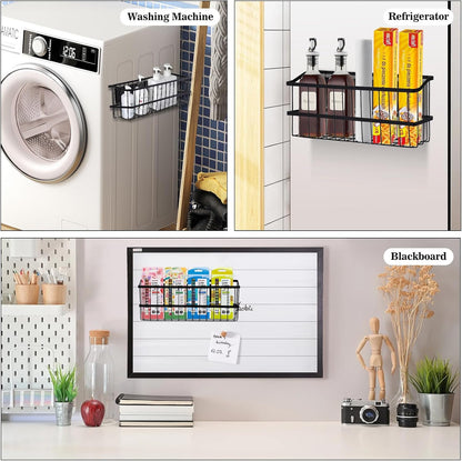 Magnetic Storage Basket, Large Magnetic Fridge Basket with Strong Magnet for Kitchen Laundry Room Office School Organization and Home Dryer Ball Storage, 14.96"x3.74"x5.91"