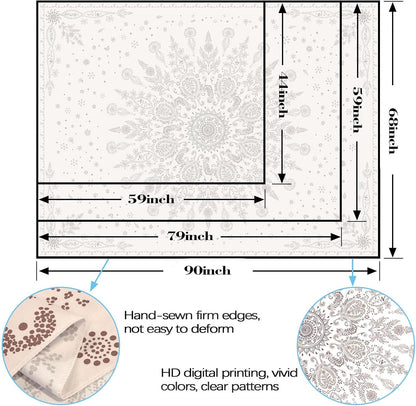 Lunerfex Boho Floral Tapestry Mandala Wall Tapestry, Cute Tapestries for Bedroom Beige Flower Tapestries Wall Hanging for Bedroom Living Room Decor Beige-1 44"x60"