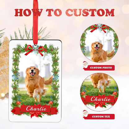 Personalized Christmas Ornament 2025 - Custom Dog Photo & Name, 1st Xmas Gift for Pet Lovers - Customized Dog Ornaments for Christmas Tree, Pet Memorial Gifts