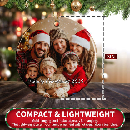 Personalized Christmas Ornaments 2025,Custom Christmas Ornament with Photo Text,Personalized Ornaments for Christmas Tree,Ornaments Keepsake Gift for Family