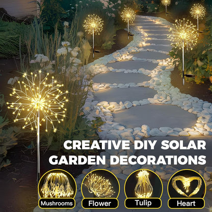 suddus Solar Garden Lights Outdoor Waterproof Decorative, 2Pack 150LED Firework Lights, Solar Fairy Lights for Yard, Garden, Party, Patio, Pathway, Flowerbed - Warm White