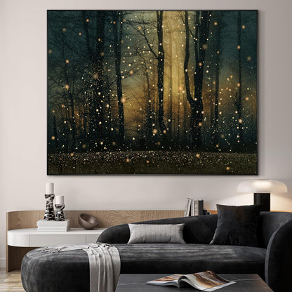 SIGNWIN 36"x46" Extra Large Framed Wall Art Magical Firefly Forest at Twilight, Enchanted Nature Scene for Home Living Room Bedroom Decor (Frame Assembly Required)