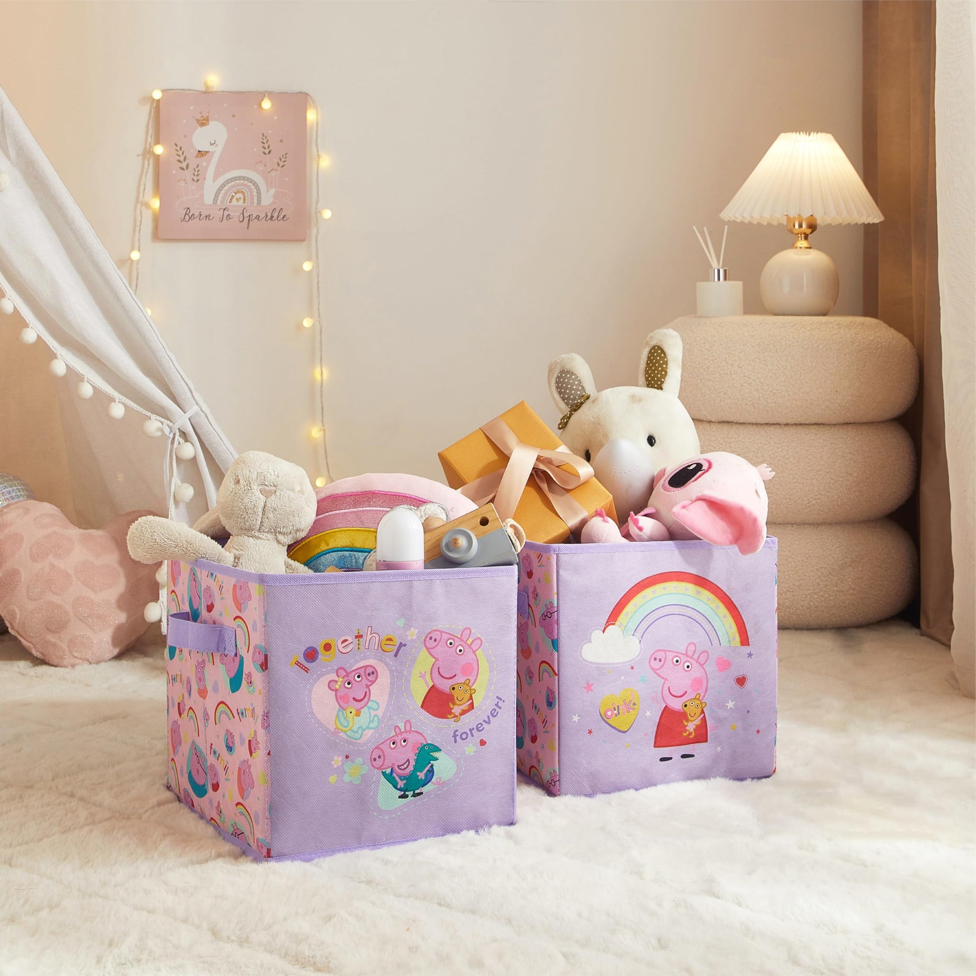 Idea Nuova Storage Cubes for Kids,2 Pack Collapsible Fabric Bins with Handles, Organizer Boxes with
