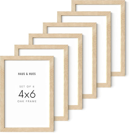 HAUS AND HUES Solid Oak Picture Frame Set - Beige Gallery Wall Frames, Tabletop Frames, Bulk Pack