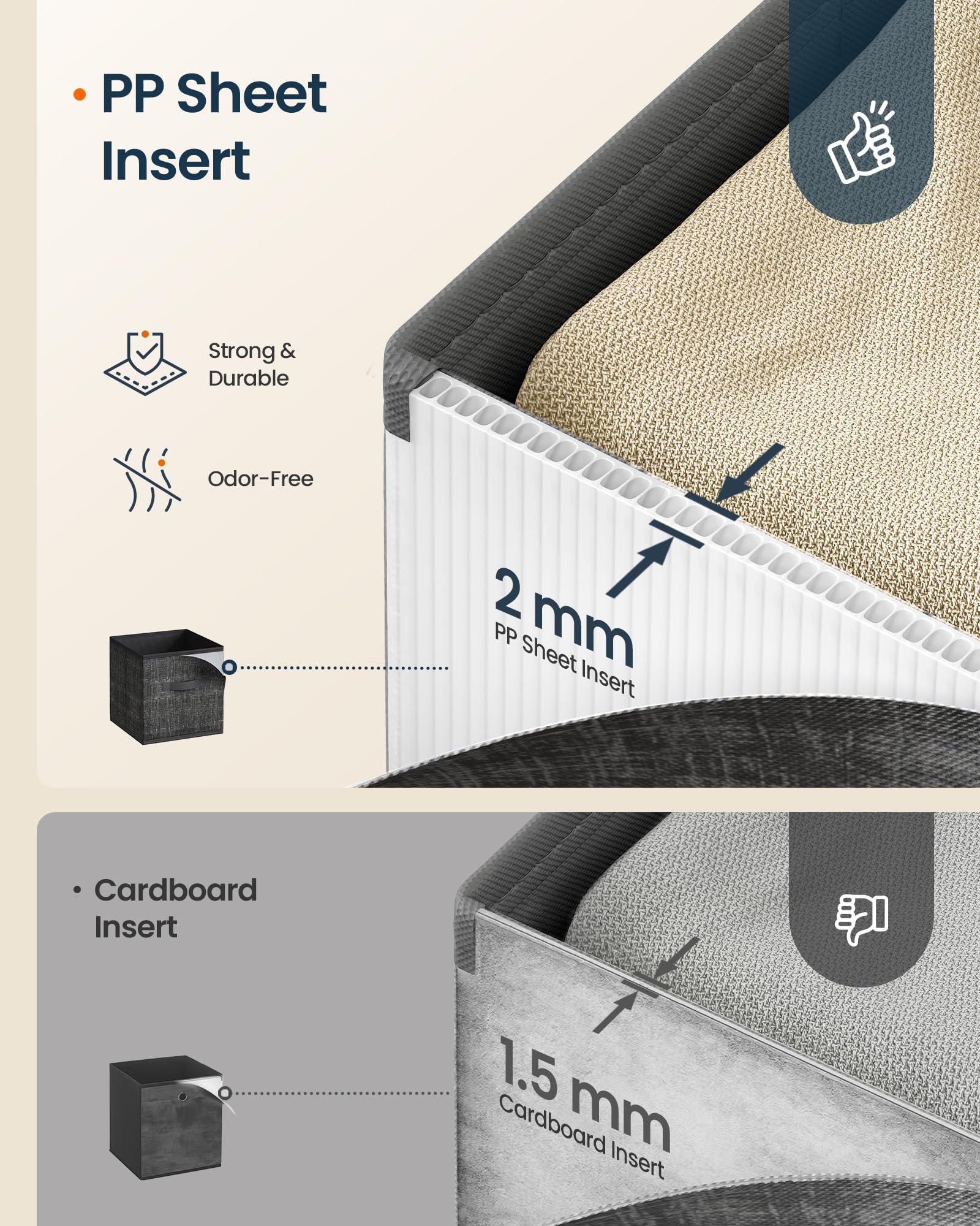 SONGMICS HOME Foldable Storage Cubes Set of 10, Fabric Shelf Organizer Bins with Handles, Closet