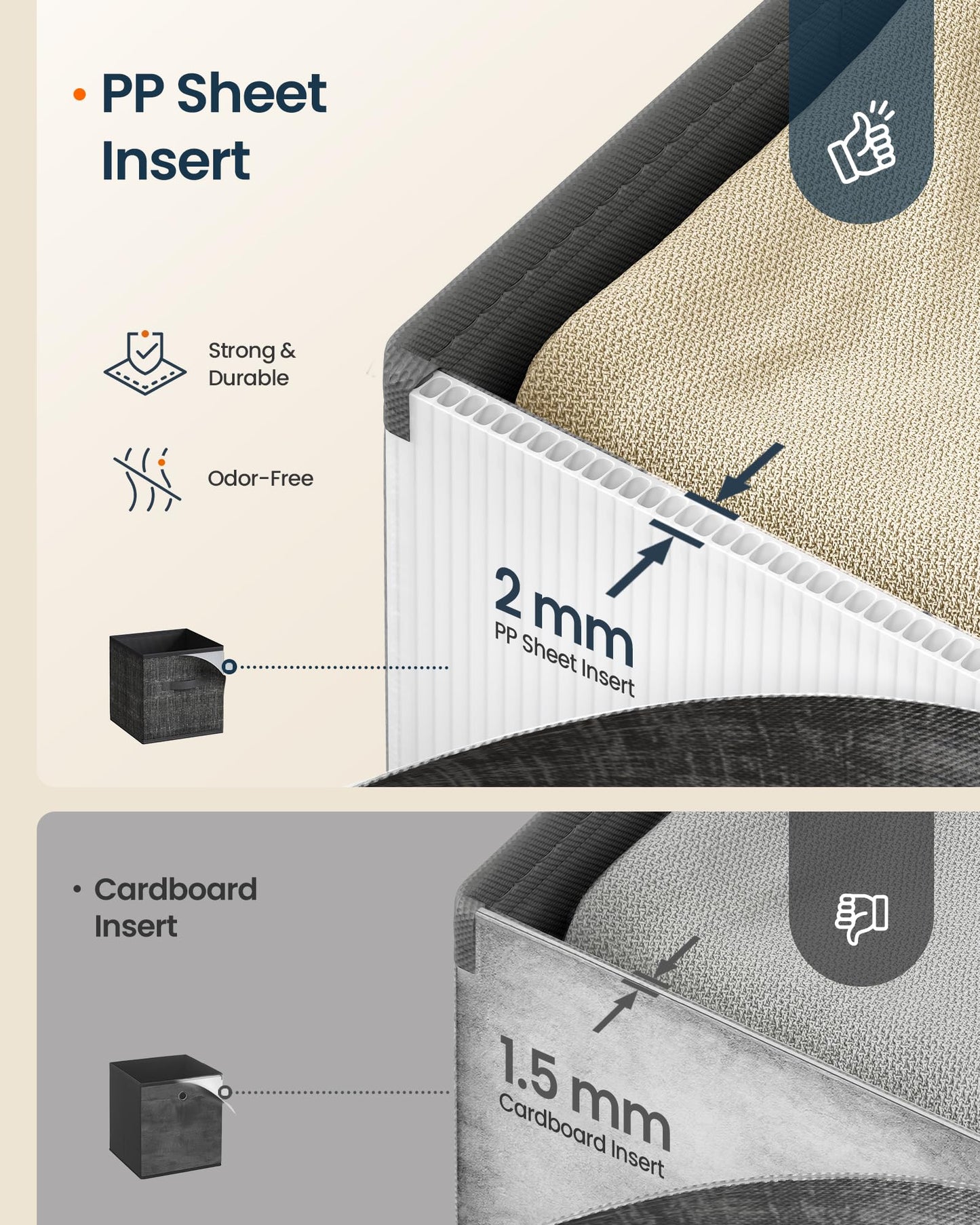 SONGMICS HOME Foldable Storage Cubes Set of 8, Fabric Shelf Organizer Bins with Handles, Closet