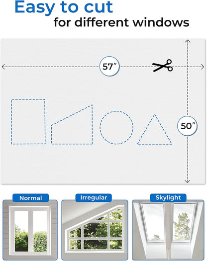 Sumobaby Blackout Curtains for Bedroom 50"x57" Portable No Drill Blinds for Windows with Heat-Resistant Magic Tapes,100% Black Out Window Cover Easy to Cut Fit for Home Cinema,Dorm Room,Nursery(White)