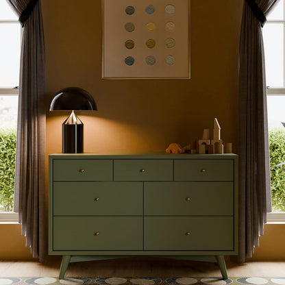 Babyletto Palma 7-Drawer Baby Dresser for Nursery - GREENGUARD Gold Certified - Assembled Chest of Drawers for Kids, Boys & Girls - Multi-Purpose Storage Dresser for Bedroom, Living Room, Olive Green