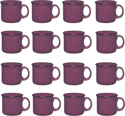 Set of 16 Ceramic Campfire Mugs – 15 Oz, Purple – Coffee & Tea Cups for Home, Work, Travel, Camping – Customizable, Great for DIY, Events, Companies
