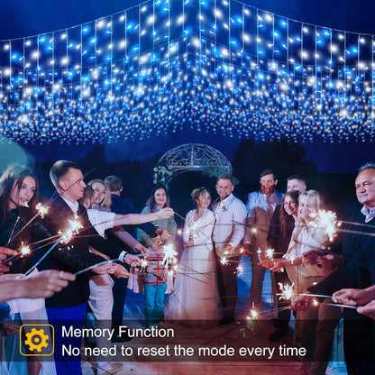 66ft Blue and White Christmas Lights, 640 LED Icicle Lights for Outside House Clear Wire Connectable Twinkle Lights with 8 Modes Timer Waterproof for Window Party Tree Holiday Patio Yard Home Decor