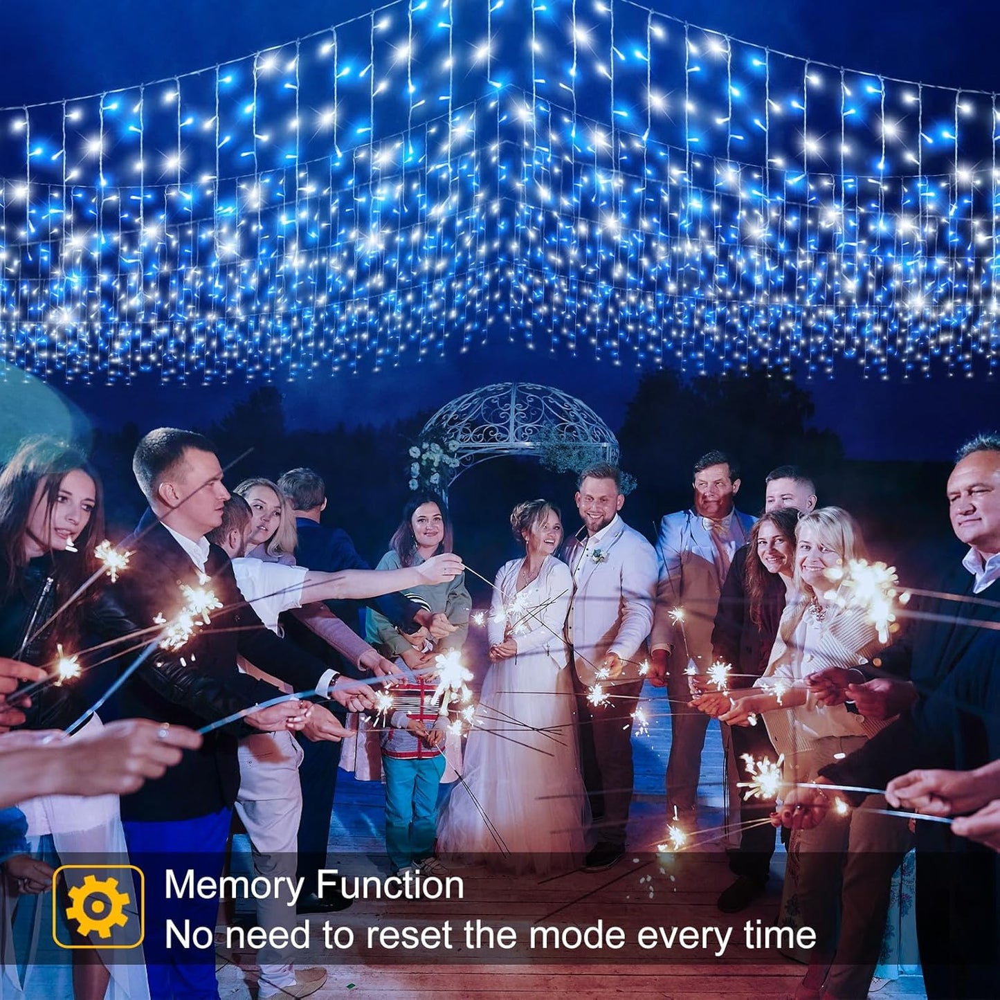 33ft Blue and White Christmas Lights, 400 LED Icicle Lights for Outside, Clear Wire Connectable Twinkle Lights with 8 Modes Timer Waterproof for House Window Party Tree Holiday Patio Yard Home Decor