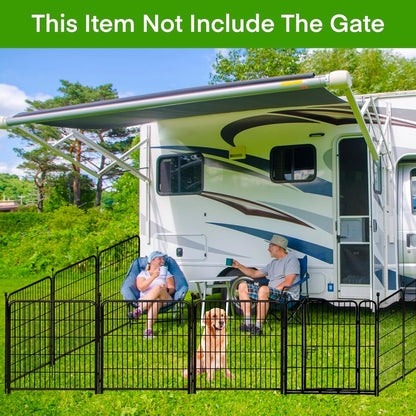 ADAVIN 48 in(H) Garden Fence without Gate, 8 Panels Total 17.7 Ft(L), Dog Fence Outdoor For Yard, Fencing for garden beds, Dog Digging Fences Barrier, Black Iron Metal Heavy Flowers Fences and Borders