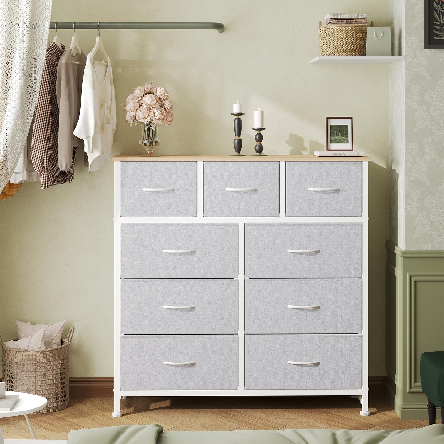 OLIXIS 9 Drawer Tall Dresser for Bedroom, Closet Organizers and Storage