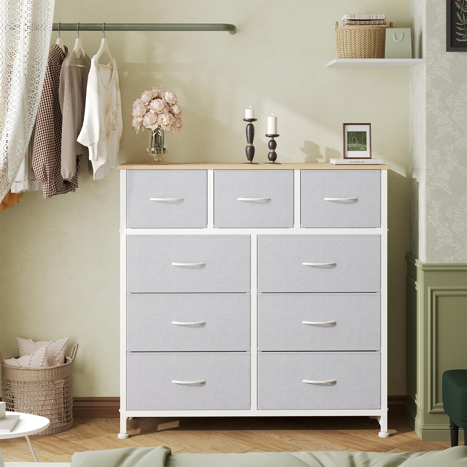 OLIXIS 9 Drawer Tall Dresser for Bedroom, Closet Organizers and Storage