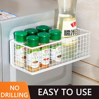 Magnetic Basket Magnetic Fridge Organizer Magnetic Pencil Holder Whiteboard Accessories Home Kitchen Organization (White-Low)