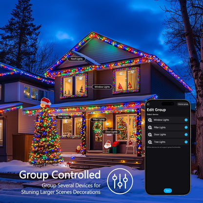 JMEXSUSS 100 LED RGB Christmas Tree Lights Indoor, 33ft Smart Color Changing Christmas Lights Outdoor with Remote & APP, Clear Wire Christmas Lights Plug in for Bedroom Tree Room Party Birthday