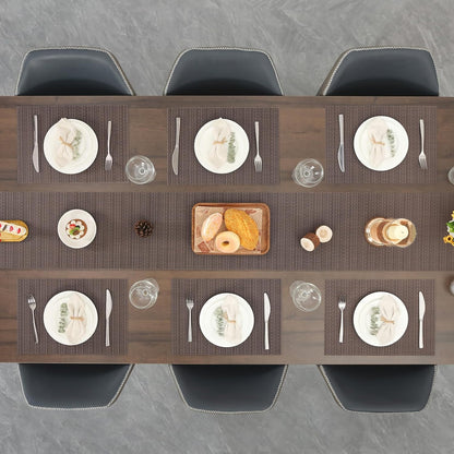 Myir JUN Placemats Set of 4, Vinyl Woven Placemats Place Mats Indoor Set of 4 Washable Table Mats Non-Slip Place mats for Dining Table (Coffee, Set of 4)