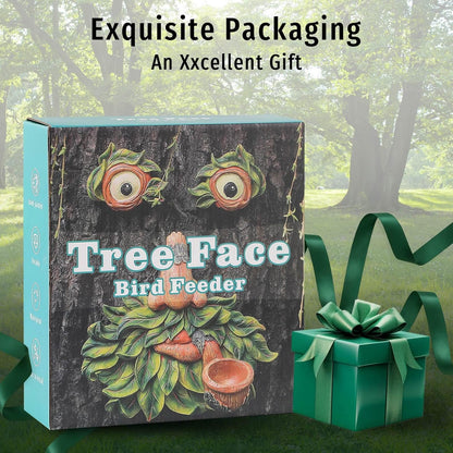 Tree Face Decor Outdoor,Whimsical Outdoor Art with Bird Feeder,Tree Hugger Bark Ghost Face Decoration Funny Yard Art,Garden Creative Decoration (8 INCH)