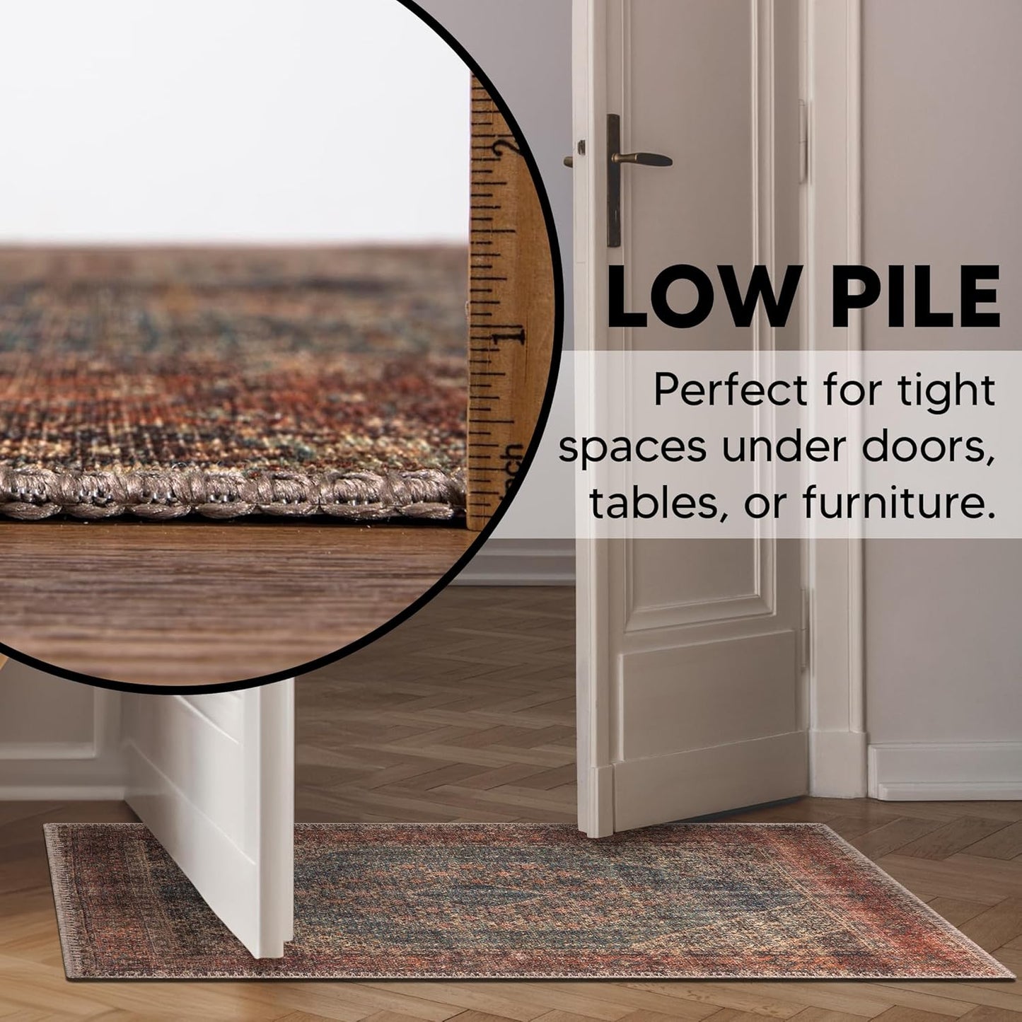 Keen Home Design 2x3 Rug - Machine Washable Entry Rug with Non-Slip Backing, Ideal for Enteryway, Kitchen, Bathroom, Laundry Room - Vintage, Easy Clean, Durable, Low Pile Rug - (2' x 3')