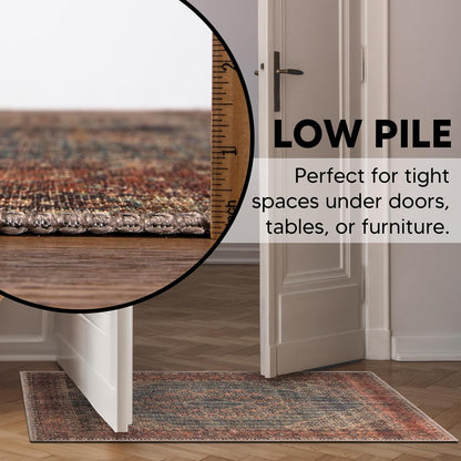 Keen Home Design 2x3 Rug - Machine Washable Entry Rug with Non-Slip Backing, Ideal for Enteryway, Kitchen, Bathroom, Laundry Room - Vintage, Easy Clean, Durable, Low Pile Rug - (2' x 3')
