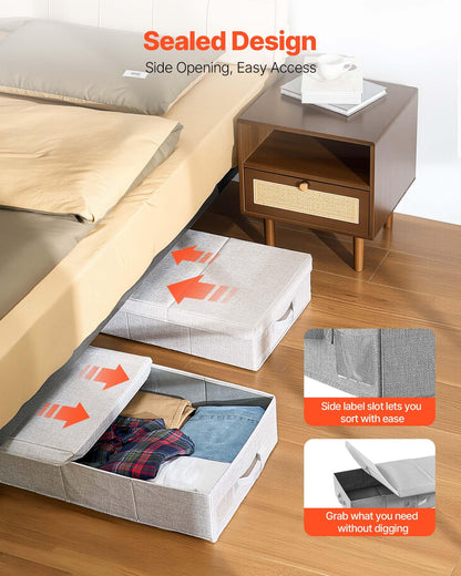VEVOR Under Bed Storage with Lids, 31.7 x 15.9 x 6.1 Inch, 48L Large Underbed Clothes Storage