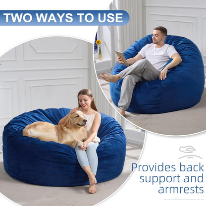 Hobestluk 5FT Bean Bag Chair Giant Bean Bag Chairs for Adults Large Bean Chairs with Removable Cover, Beanbag Chair with Filler, Adult Bean Bag Chairs for Living Room, Bedroom