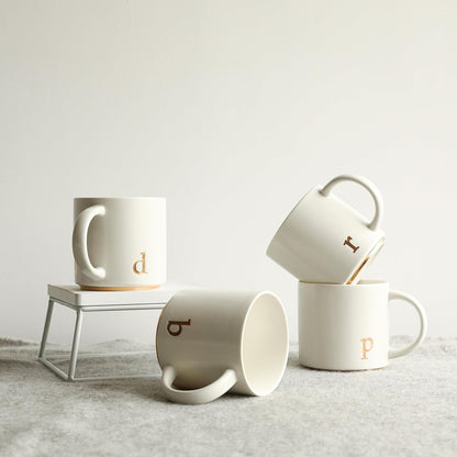 COLLECTIVE HOME - Monogram Ceramic Mugs, 15 oz Golden Initial Coffee Cups, Elegant Alphabet Tea Mugs, Elegant Personalized Mug with Gift Box, Luxurious Cups for Office and Home (d)