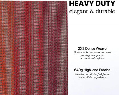 LEXMORE Placemats Set of 6 Vinyl/Plastic Woven Place Mats for Kitchen Table Indoor/Outdoor Washable Placemat Wipeable Dining Table Mats(Pomegranate Parade)