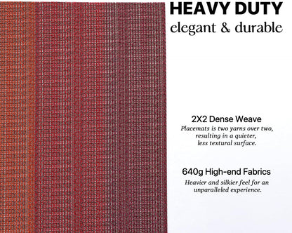 LEXMORE Placemats Set of 8 Vinyl/Plastic Woven Place Mats for Kitchen Table Indoor/Outdoor Washable Placemat Wipeable Dining Table Mats(Pomegranate Parade)