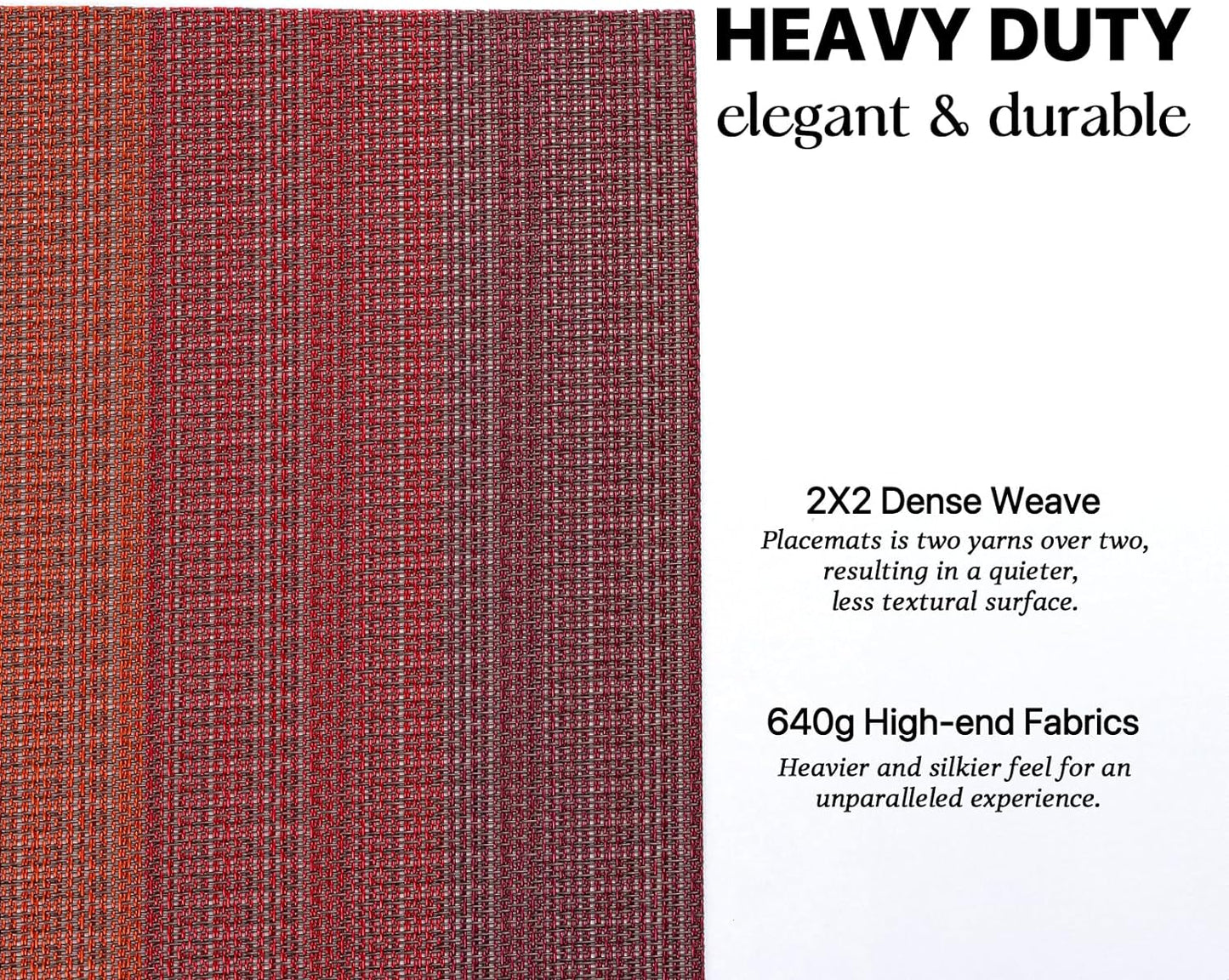 LEXMORE Placemats Set of 4 Vinyl/Plastic Woven Place Mats for Kitchen Table Indoor/Outdoor Washable Placemat Wipeable Dining Table Mats(Pomegranate Parade)