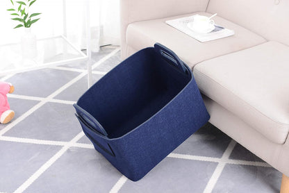 Storage Basket Felt Storage Bin Collapsible& Convenient Box Organizer with Carry Handles for Office Bedroom Closet Babies Nursery Toys Laundry (Navy Blue, 17.9inch（L）×12.2inch（W）×11.6inch（H）)