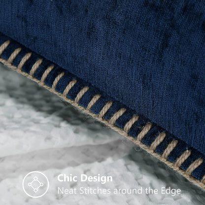 decorUhome Chenille Soft Throw Pillow Covers 16x16 Set of 2, Farmhouse Velvet Neutral Decorative Euro Pillow Covers with Stitched Edge for Couch Sofa Bed Home Decor, Poseidon